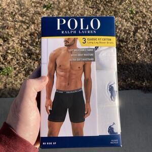 Polo Ralph Lauren NCLBP3 Classic Fit Cotton Long Leg Boxer Brief 3 Pack Sz Small